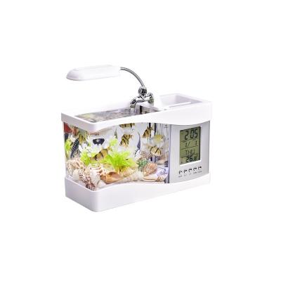 China Multi Function Viable Mini Desktop Flippity Fish Tank with LED Lamp Light LCD Screen and Clock Jellyfish Aquariums and Accessories for sale