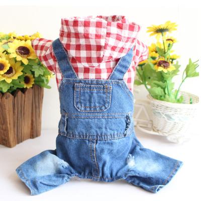 China Sustainable Fashionable Designer Jean Dog Jacket Denim Pet Clothes For Dog And Cat for sale