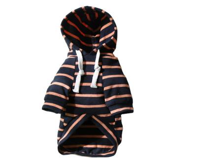 China Sustainable Fashionable Designer Summer Striped Dog Hoodie Cotton Pet Clothes For Dog Cat for sale