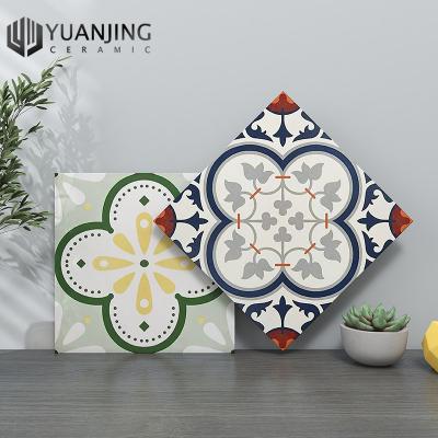 China Nordic Simple Style 300x300mm Matte Glazed Green Colorful Porcelain Tiles Flower Home Decoration Floor Wall Non-Slip Ceramic Bricks Look Small for sale