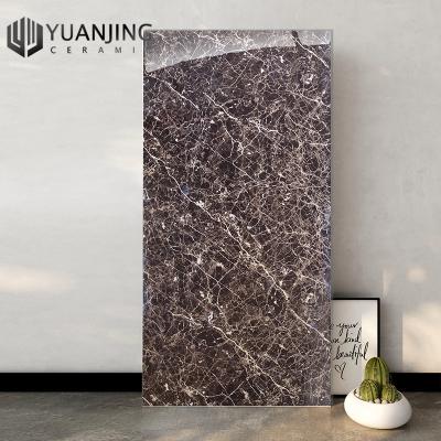 China Modern Luxury Dark Glazed Glazed Vein Floor Tiles Brown 600x1200mm Porcelain Floor Tiles Polished Texture for sale