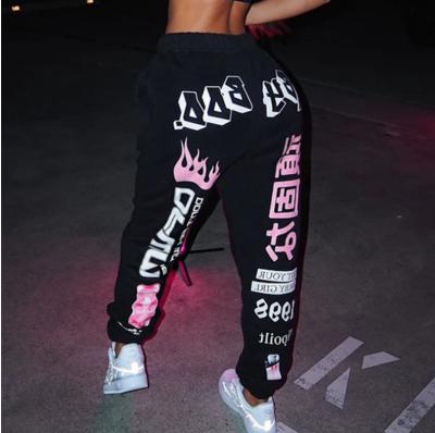 China 2021 New Arrival QUICK DRY Sweatpants High Waist Autumn Wear Women Pants And Trousers Cartoon Printed for sale