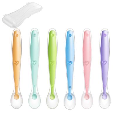 China BPA Free Early Stage Baby Best Infant Spoon Soft Silicone Baby Spoon Set Spoon Training Gift For Infant for sale