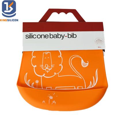 China Antibacterial Easily Wipes Clean Cartoon Printing Bibs Waterproof Food Silicone Baby Feeding Bib For Kids for sale