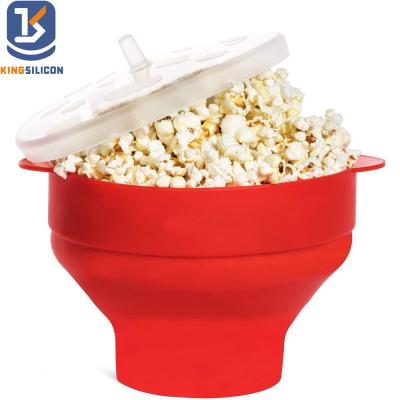 China BPA FREE Collapsible Silicone Microwave Popcorn Maker Eco-Friendly Collapsible Silicone Popcorn Bowl with Lid Popcorn Maker for sale