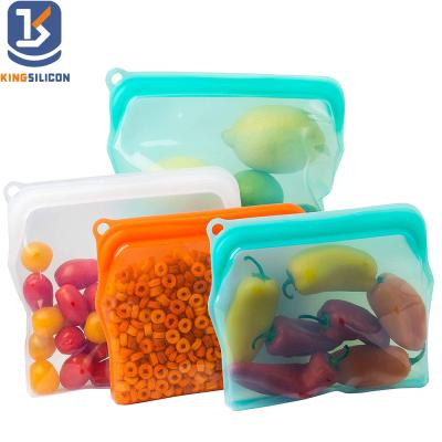 China Sustainable Food Grade 100%Silicone Ziplock Storage Bags Large Leak Proof Reusable Zipper Bags for sale