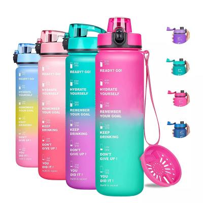 China Viable wholesale bpa free plastic direct drinking motivation 32oz water bottle with time marker for sale