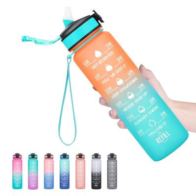 China 2022 Custom Sustainable Products Amazon Logo BPA FREE Top Selling Motivational Water Bottle 1000ml With Time Marker for sale