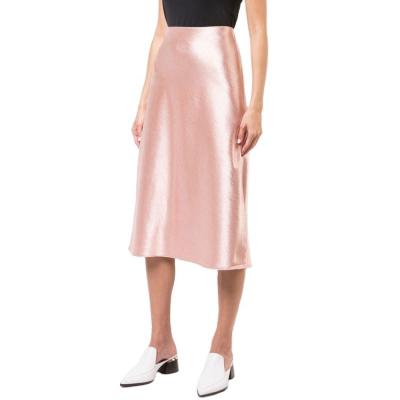 China Factory Customized Fashion Lady Midi Size Plus High Waist Clothing A Line Satin Skirt for sale