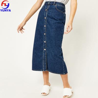 China Plus Size Clothing Factory Customized Washed Ladies High Waist Pencil Denim Skirt With Knee Length for sale