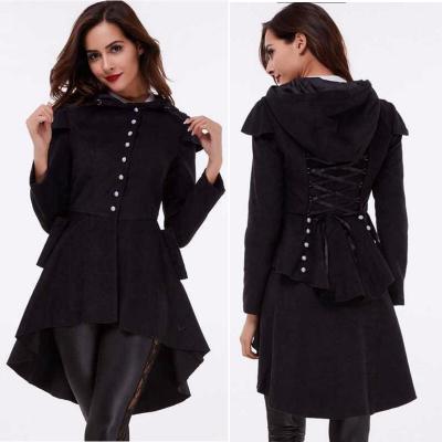 China Fashion Ladies Jackets Anti-shrink Black Color Long Front Back Lace Up Women Winter Coats for sale