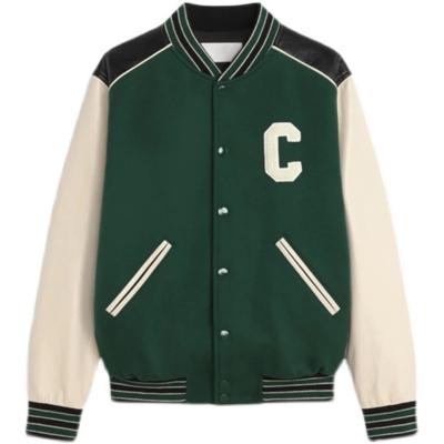 China New Arrival Patchwork High Street Anorak Fashion Baseball Uniform Green Letter Embroidery Men Breathable Bomber Jacket for sale