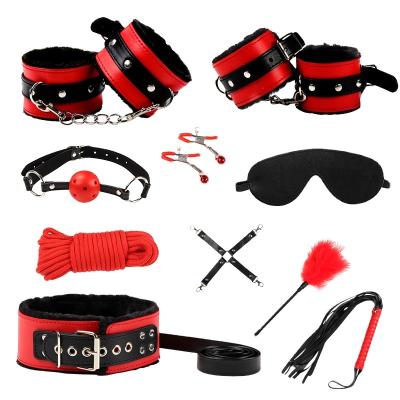 China Japanese Bondage SM Leather Couples Flirt Slave Game Women Bondage Set SM Package Stimulus Bondage Toys 10pcs Set for sale