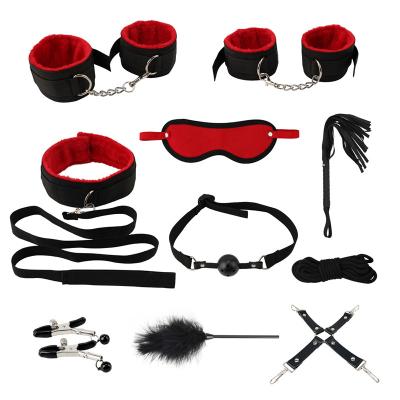 China SM Game Fetish China New Couples Sex Toys 10 Pieces SM Set Flirt Sex Role Play Fetish Kit Dog Slave Japanese Bondage Kit for sale