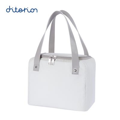 China Waterproof Custom Logo Color 300D Printing Faux Leather Insulated Lunch Tote Bag for sale