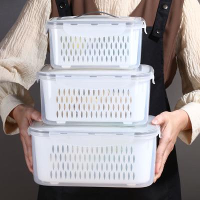 China Stocked Plastic Draining Washing Basket Food Vegetable Storage Boxes With Lid Fruit Storage Drainer Baskets for sale