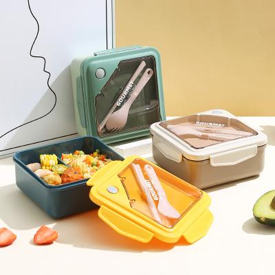 China Freshness Preservation Bento Box For Kids School Food Warmer Food Grade Plastic Bento Food Container Boxes With Cutlery Lunch Box for sale