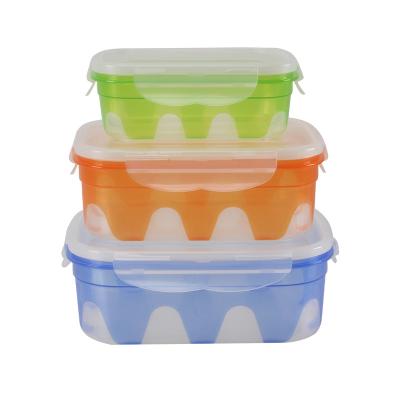 China Freshness Preservation 3 Pack set kitchen Microwave Refrigerator Plastic with Easy Snap Lids Food Storage Container Box for sale