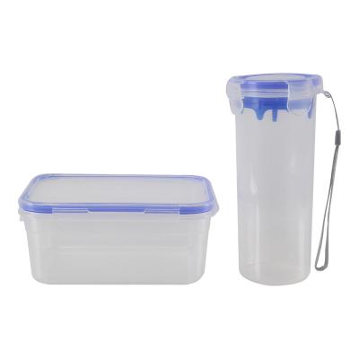 China Freshness Preservation Cups Set Plastic Transparent Clear Kitchen Food Lunch Bento Fruit Compartment Storage Container Pantry Box for sale