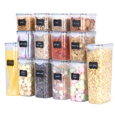 China Freshness Preservation 14 piece stackable transparent plastic sealed food storage container, freely assembled grain and miscellaneous grain cans for sale