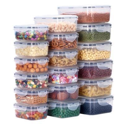 China Freshness Preservation 18pcs transparent Reusable Durable Kitchen Pantry airtight dry food storage plastic containers box for sale