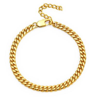 China CLASSIC 6mm Punk Miami Anklet Foot Jewelry Gold Plated Cuban Link Chain Anklet for sale