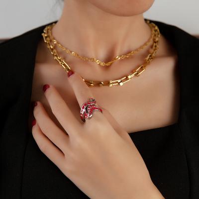 China New Fashionable Punk Personality 18K U Shape Chain Necklace 14k Gold Plated Stainless Steel Necklace Jewelry Women for sale