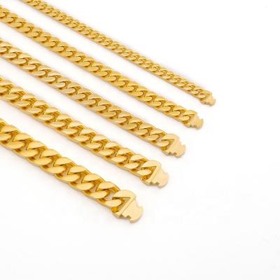 China Hiphop Hip Hop Miami 18K Gold Plated Stainless Steel Cuban Chain Chunky Cuban Link Chain Necklace For Men for sale