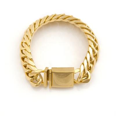 China Custom Engraved Bracelet Popular Hiphop 2022 Logo Bracelet Gold Plated Jewelry Chunky Stainless Steel Blank Bar For Man for sale