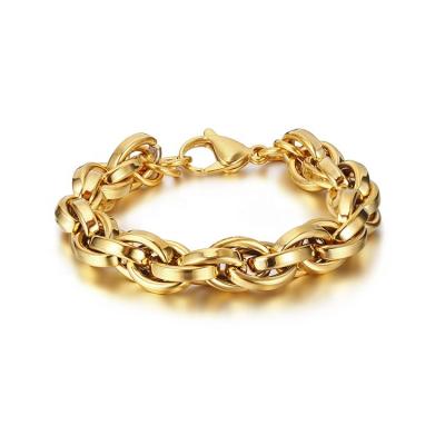 China CLASSIC Mens Jewelry Gold Plated Multilayer Hand Chain Thick Oval Twist Chain Link Bracelet for sale