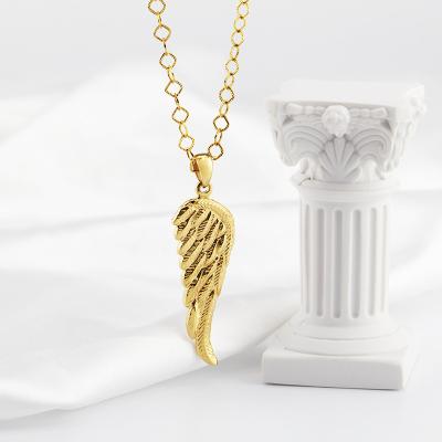 China Hot Selling 18K Gold Plating FASHIONABLE Stainless Steel Angel Feather Wing Necklace for Women Jewelry for sale