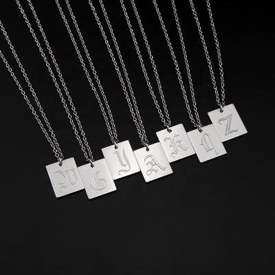 China TRENDY Personalized Jewelry Stainless Steel Square Initial Initial Pendants Letter Necklace for sale