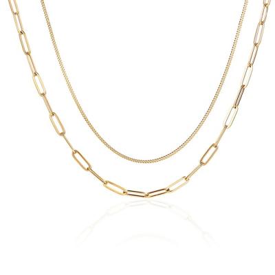 China TRENDY Minimalist Jewelry Adjustable Chokers Chains 18K Gold Double Layered Chain Necklace Women for sale