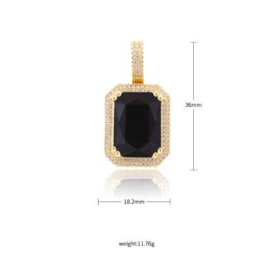 China Hiphop Fashion Design Large Square Diamond CZ Stone Silver Plated Pendant for sale