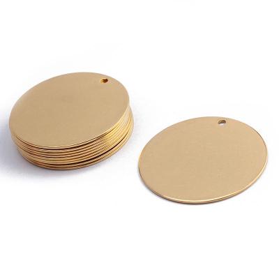 China FASHIONABLE Wholesale Gold Plated Round Stainless Steel 40mm Blank Stamping Charms Pendant For DIY Necklace Jewelry Findings Making for sale