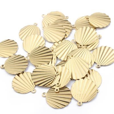 China 20pcs TRENDY Brass Charms Round Brass Shell Shaped Charms Pendant Raw Earring Findings Jewelry Supplies For Women for sale