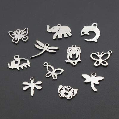 China TRENDY 20pcs Stainless Steel Elethant Dragonfly Animal Butterfly Charms Pendant Craft For DIY Necklace Bracelet Jewelry Findings Making for sale