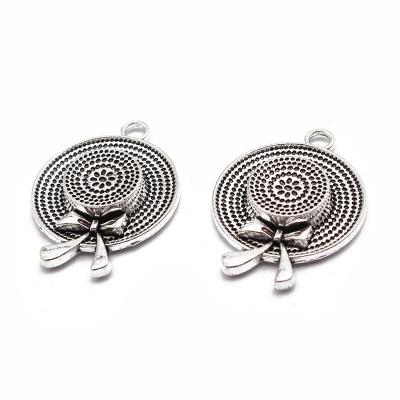 China FASHIONABLE Wholesale Tibetan Silver Hat Charms Pendant For DIY Women Necklace Jewelry Findings Making 25X34mm for sale