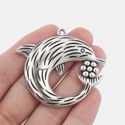 China TRENDY Lovely Animals Antique Silver Color Dolphin Charms Pendant For DIY Necklace Jewelry Making Findings for sale