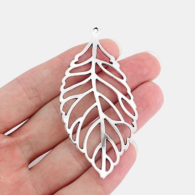 China TRENDY Wholesale Fashion Silver Color Alloy Hollow Leaf Leaves Charms DIY Pendant Necklace Making Jewelry Findings for sale