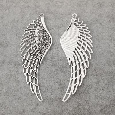 China TRENDY antique silver color large Angel Bird Eagle Wings Feather charms for DIY jewelry pendant making 38*108mm for sale