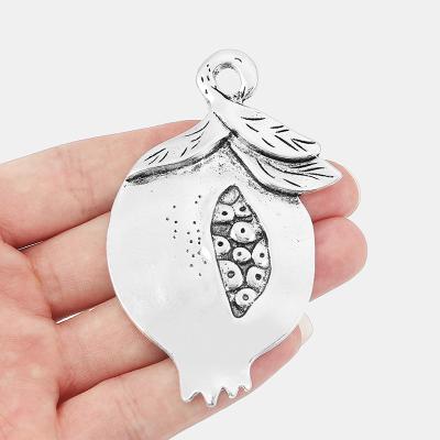 China TRENDY antique silver color large charms pomegranate pendant for necklace jewelry making findings 84*52mm for sale