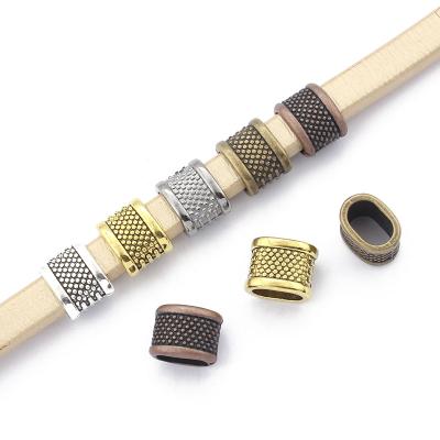 China 20Pcs Alloy Gold/Silver Color Dots Slider Spacers Beads Fit 10x6mm Licorice Rope DIY Bracelet Jewelry Zinc Alloy Leather Accessory for sale