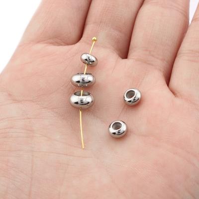 China 10pcs Zinc Alloy Silver Color Bead Stainless Steel Plug Spacer Beads European Ring Bead Fitting DIY Charms Bracelet For Jewelry Making for sale