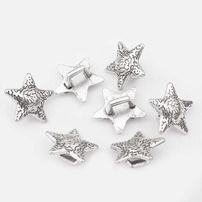 China Wholesale Antique Bronze/Silver Color Zinc Alloy Star Pentagon Slider Spacer For 10x6mm Licorice Rope Bracelet Jewelry Leather Findings for sale