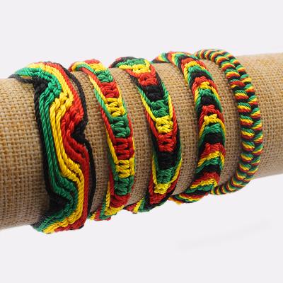 China FASHIONABLE Wholesale Cotton Blend Bracelet Friendship Jamaica Surfer Jamaican Surfer Boho Bracelets Rasta Reggae Silk Bracelets for sale