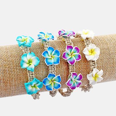 China FASHIONABLE Clay Flower White Rope Charm Friendship Bracelets Women Wedding Party Jewelry Gift for sale