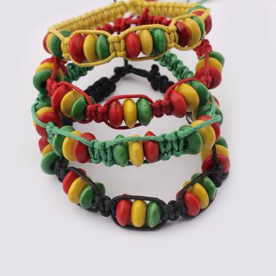 China FASHIONABLE 12 Pcs / Reggae Mixed Hex Wood Beaded Jamaica Rasta Surfer Boho Friendship Bracelets for sale