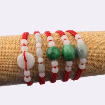 China FASHIONABLE Wholesale Chinese Style Green/White Handmade Lucky Coin Beads Red Stone String Bracelets for sale