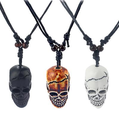 China FASHIONABLE Skull Yak Bone Necklace Wax Rope Chain Necklace Jewelry Skeleton Jewelry 1pcs for sale